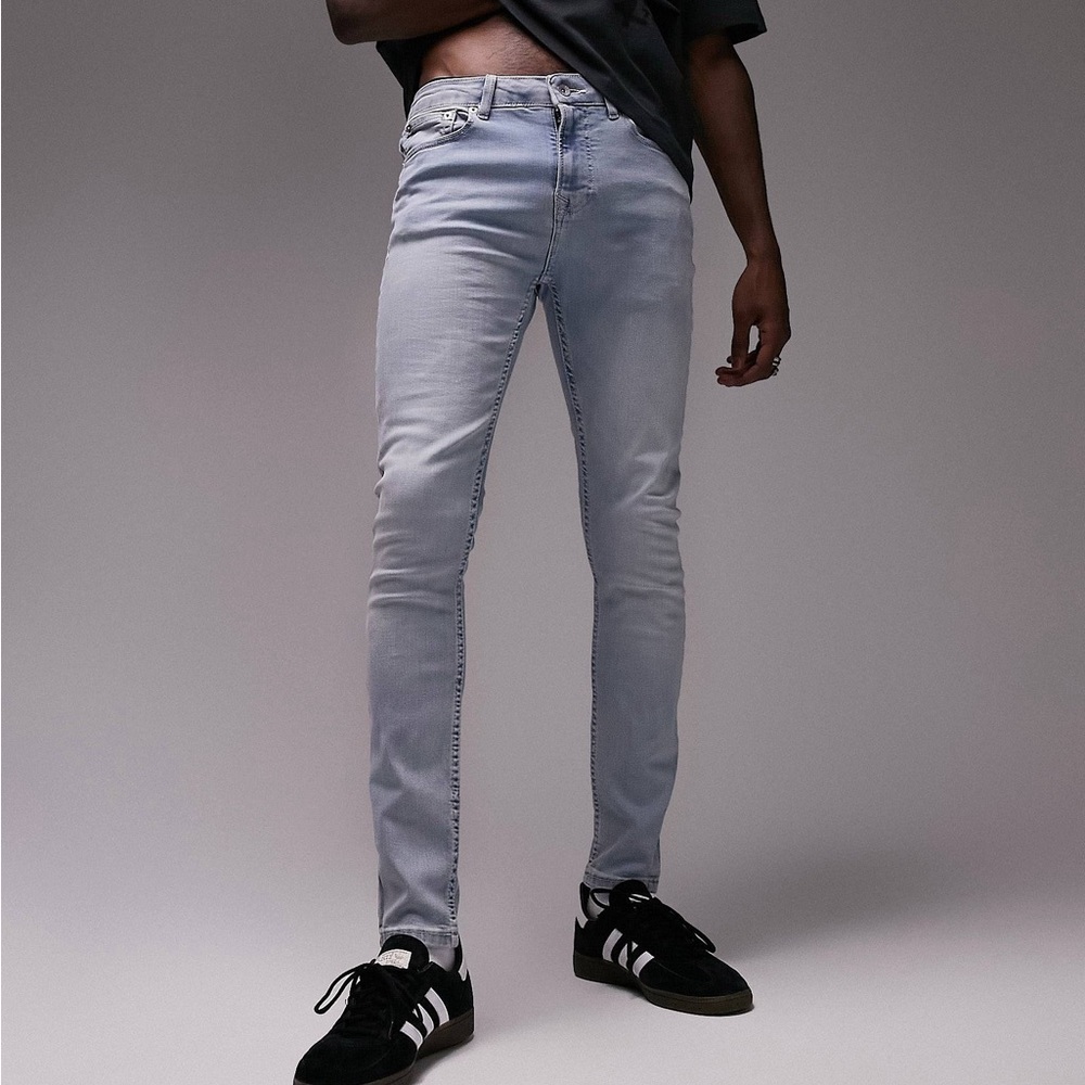 Topman light wash stretch skinny jeans